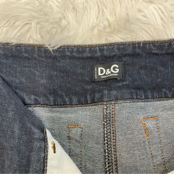 D&G Dolce & Gabbana Dark Wash Blue Denim Y2K Mid Rise Bootcut Jeans 27 - Picture 9 of 13